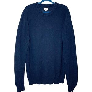 Frank & Oak Knit Pullover Sweater Men XL Navy Blue Textured Crew Neck Minimalist